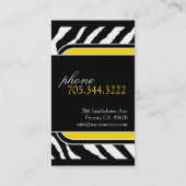 シマウマのプリントの名刺 名刺 (裏面)