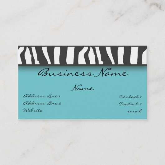 シマウマのプリントの名刺 名刺 (正面)