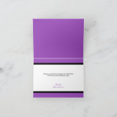 シマウマのプリントの哺乳瓶の紫色のサンキューカード サンキューカード (内部)