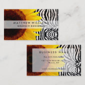 シマウマのプリントの明るく黄色いヒマワリは縞で飾ります 名刺 (正面/裏面)