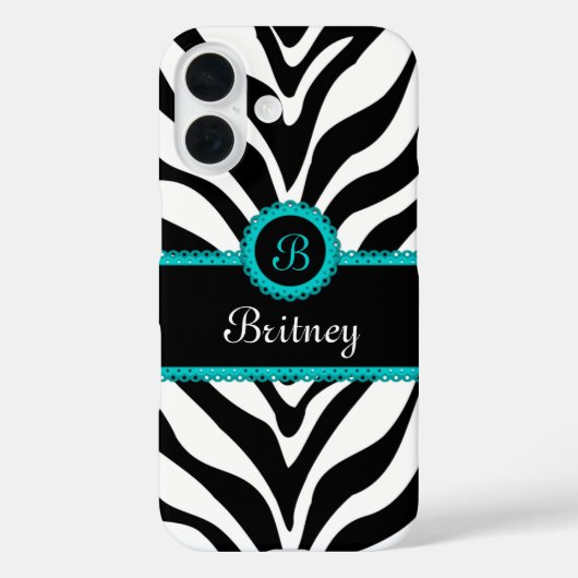 シマウマのプリントの水のレースのモノグラム Case-Mate iPhoneケース (裏面)