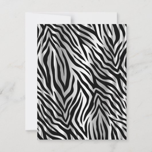 シマウマのプリントの白いリボン及びダイヤモンドのファッションのブライダル 招待状 (裏面)