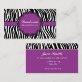 シマウマのプリントの美容師の美容院のサロンの紫色 名刺 (正面/裏面)