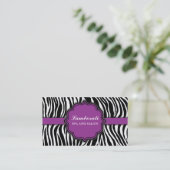 シマウマのプリントの美容師の美容院のサロンの紫色 名刺 (スタンド正面)