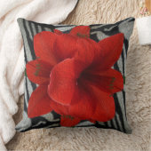 シマウマのプリントの花の写実的な枕のアマリリス クッション (ブランケット)