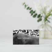 シマウマのプリントの芸術家の名刺の黒及び白 名刺 (スタンド正面)