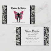 シマウマのプリントの蝶名刺 名刺 (正面/裏面)