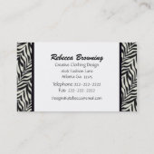 シマウマのプリントの蝶名刺 名刺 (裏面)