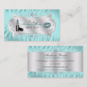 シマウマのプリントの青い氷のグリッターの美容師 名刺 (正面/裏面)