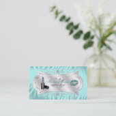 シマウマのプリントの青い氷のグリッターの美容師 名刺 (スタンド正面)