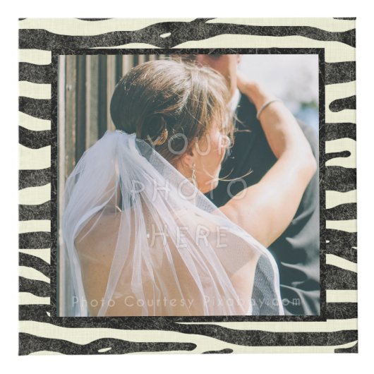 シマウマのプリントの黒のストライプのカスタム5の正方形の写真 フォトキューブ (右)