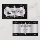 シマウマのプリントの黒檀のグリッターのCosmetology 名刺 (正面/裏面)