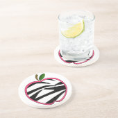 シマウマのプリントのAppleの先生のコースター コースター (側面)