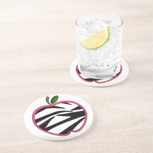 シマウマのプリントのAppleの先生のコースター コースター (側面)