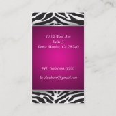 シマウマのプリントのCosmetologyの名刺 名刺 (裏面)