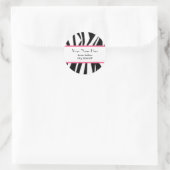 シマウマのプリント及びピンクの住所ステッカー ラウンドシール (バッグ)