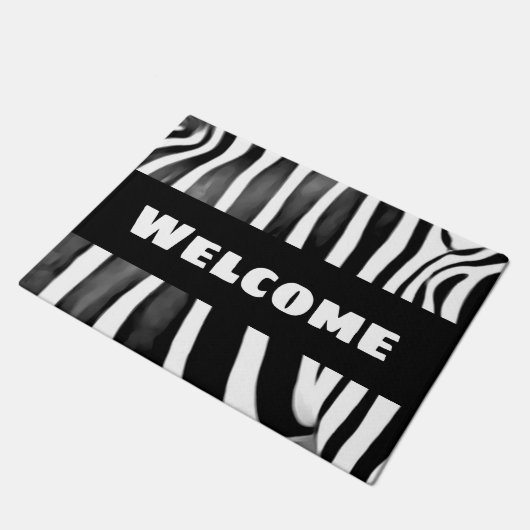 シマウマのプリント-はっきりしたな歓迎 ドアマット (アングル)