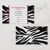 シマウマのプリント/ピンクのファッションビジネスカード 名刺 (正面/裏面)