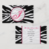 シマウマのプリント/ピンクのモノグラムのファッションビジネスカード 名刺 (正面/裏面)