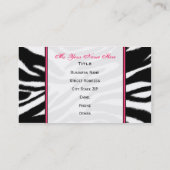 シマウマのプリント/ピンクのモノグラムのファッションビジネスカード 名刺 (裏面)