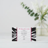 シマウマのプリント/ピンクの先生のファッションビジネスカード 名刺 (スタンド正面)