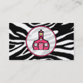 シマウマのプリント/ピンクの先生のファッションビジネスカード 名刺 (裏面)