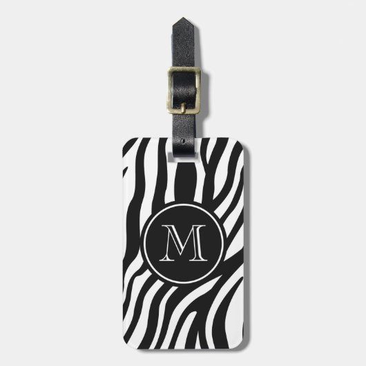 シマウマのプリント ラゲッジタグ (正面縦)