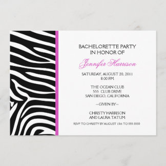 シマウマのプリント 招待状