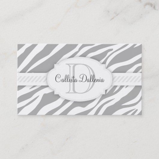 シマウマのプリント(淡い色のな灰色)のカスタムな名刺 名刺 (正面)