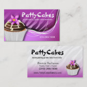 シマウマのポップ・アートのなカップケーキ-グラデーションな紫色 名刺 (正面/裏面)