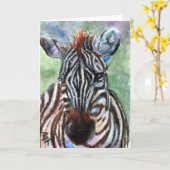 シマウマのポートレートACEOの空白のな挨拶状 カード (黄色い花)