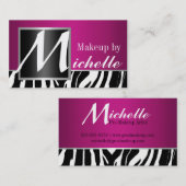 シマウマのモノグラムのメーキャップアーティスト 名刺 (正面/裏面)