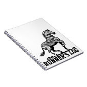 シマウマのランナーの丸太の黒く及び白いランニング ノートブック (右側)