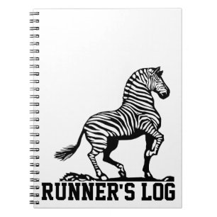 シマウマのランナーの丸太の黒く及び白いランニング ノートブック