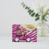 シマウマの付属品の財布のジュエリーのショッキングピンクの輝き 名刺 (スタンド正面)