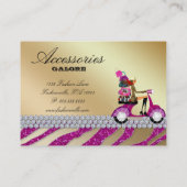 シマウマの付属品の財布のジュエリーのショッキングピンクの輝き 名刺 (裏面)