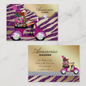 シマウマの付属品の財布のジュエリーの紫色の輝き 名刺 (正面/裏面)