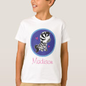 シマウマの動物園の動物のパーソナライズな子供のTシャツ Tシャツ (正面)