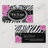 シマウマの名刺のぼろぼろのシックなバラ 名刺 (正面/裏面)