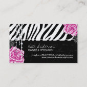 シマウマの名刺のぼろぼろのシックなバラ 名刺 (裏面)