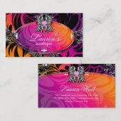 シマウマの名刺のジュエリーの弓紫色のオレンジ 名刺 (正面/裏面)