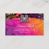 シマウマの名刺のジュエリーの弓紫色のオレンジ 名刺 (裏面)