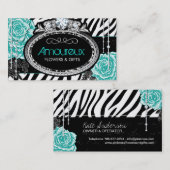 シマウマの名刺のヴィンテージのバラ 名刺 (正面/裏面)