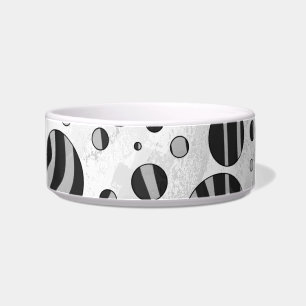 シマウマの水玉模様の黒および薄い灰色 ボウル