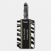 シマウマの白黒パーソナライズな荷物のラベル ラゲッジタグ (裏面縦)