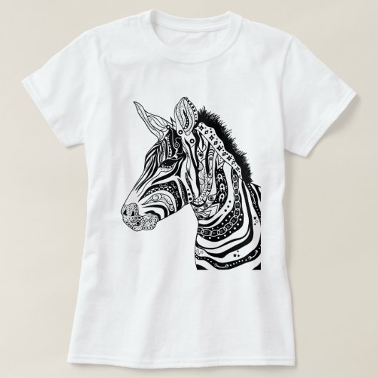 シマウマの種族の白黒 Tシャツ (デザイン正面)