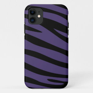 シマウマの紫と黒のアニマルプリントの皮 iPhone 11 ケース