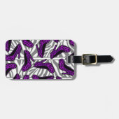 シマウマの紫色のチータのハイヒールの靴のプリント ラゲッジタグ (正面横)