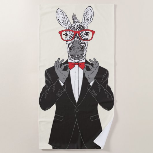 シマウマの紳士 ビーチタオル (正面)