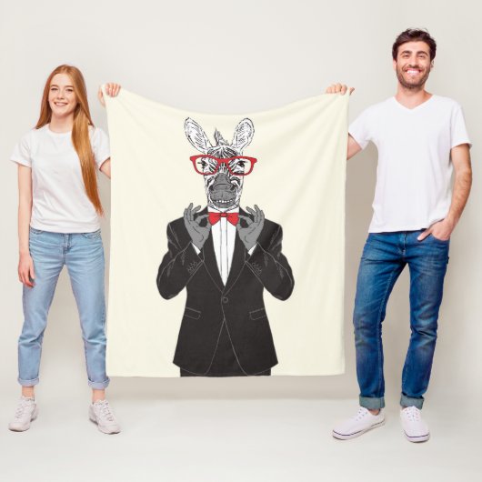 シマウマの紳士 フリースブランケット (インサイチュ)